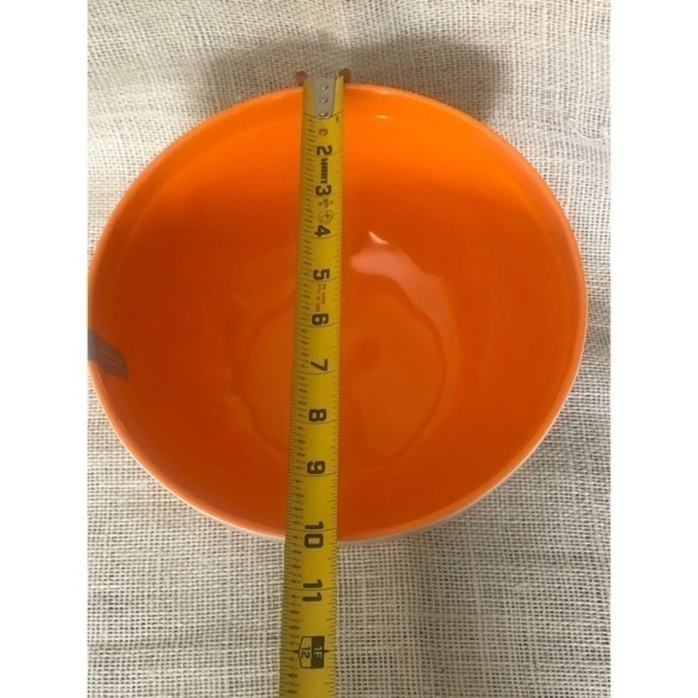 Rae Dunn 10”in Happy Haunting LL Melamine Halloween Bowl (2019) White and Orange